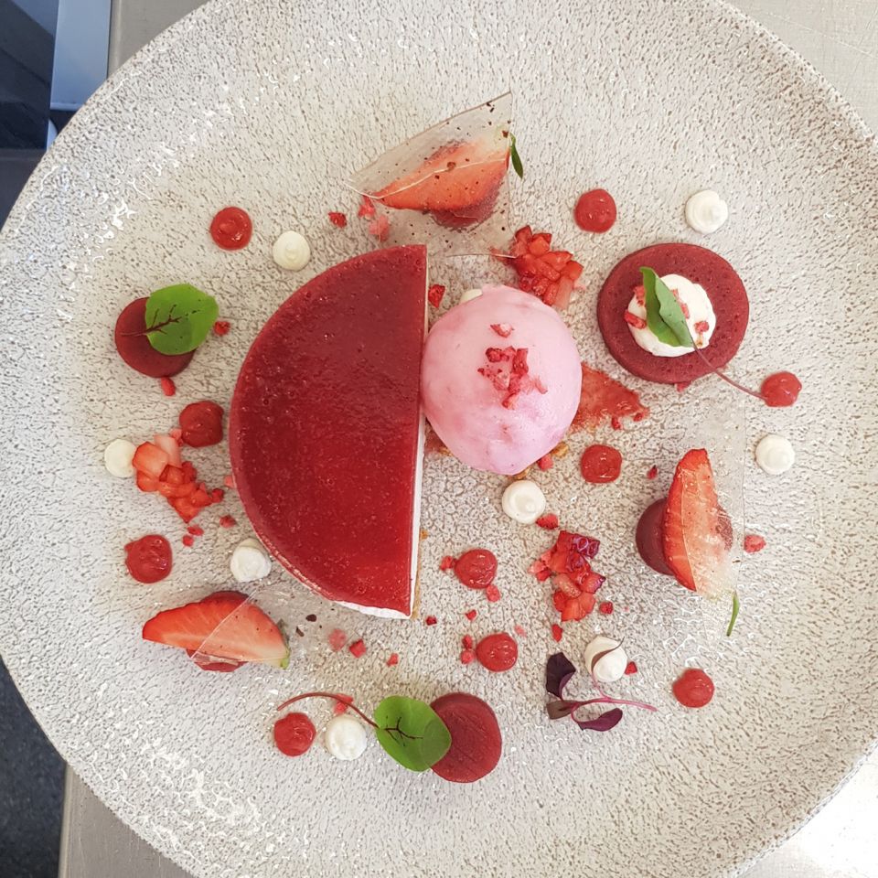 Strawberry cheesecake in the Torrish restaurant