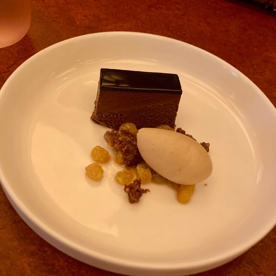 Chocolate tart with barley ice cream