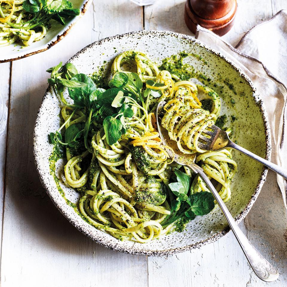 Image: Kris Kirkham. Watercress pesto and lemon linguine