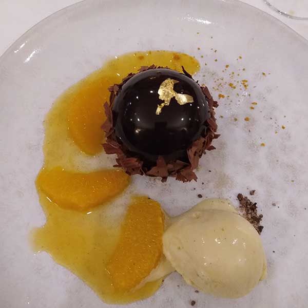 The dish of the night: Jaffa Cake tart with orange and Jersey yogurt ice cream