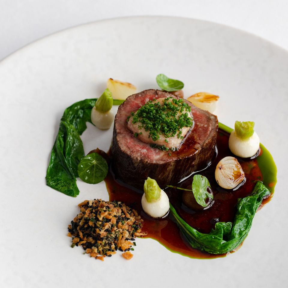 Beef fillet, onion, turnip, nasturtium