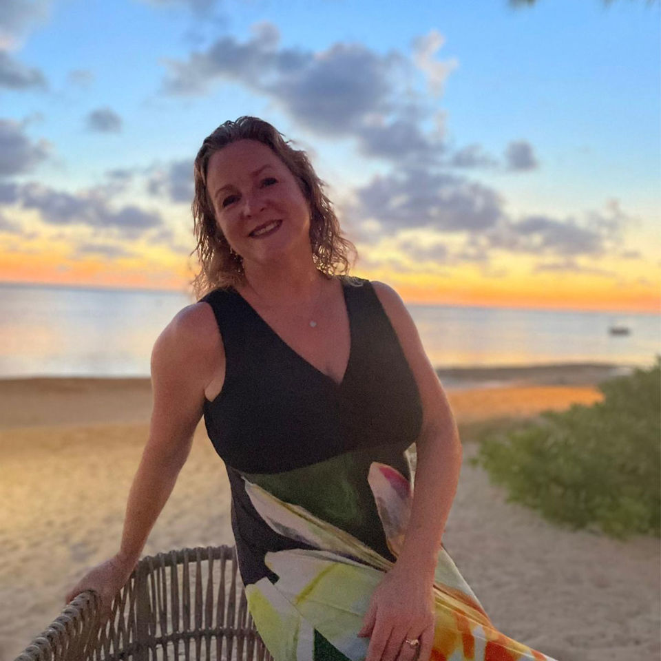 Louise making the most of 'golden hour' at the Le Telfair beach