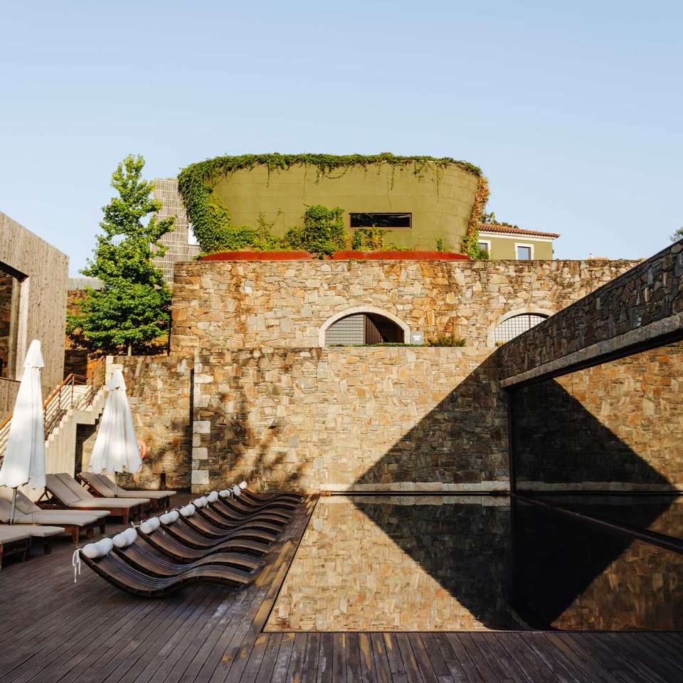 The stylish pool area