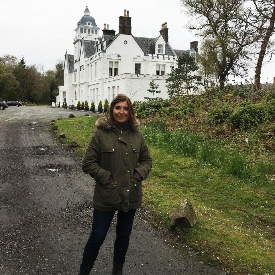 Helena in front of the Skeabost hotel, which is set in an area 'steeped in history'