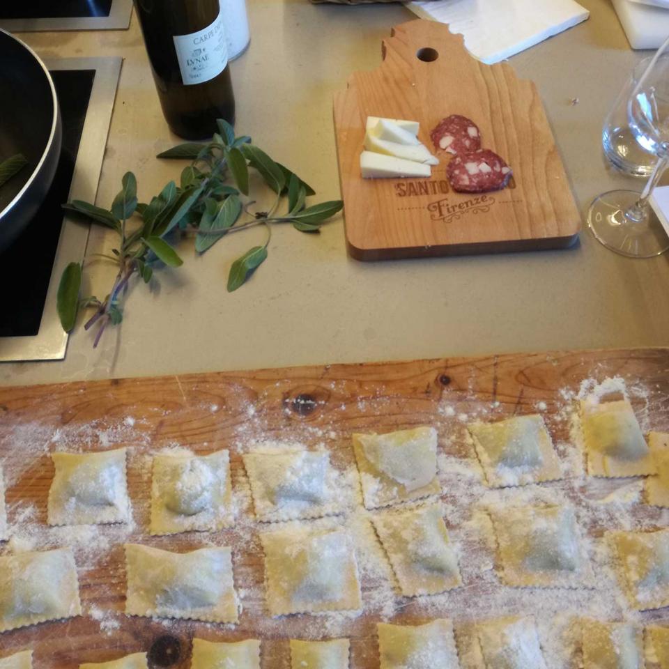 Making ravioil at Desinare Cooking School