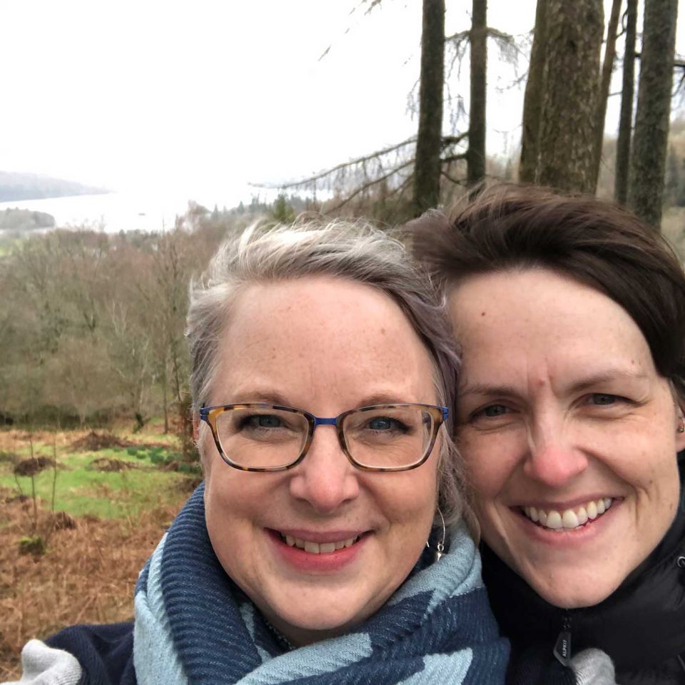 Tamsin and partner Pam take in the view
