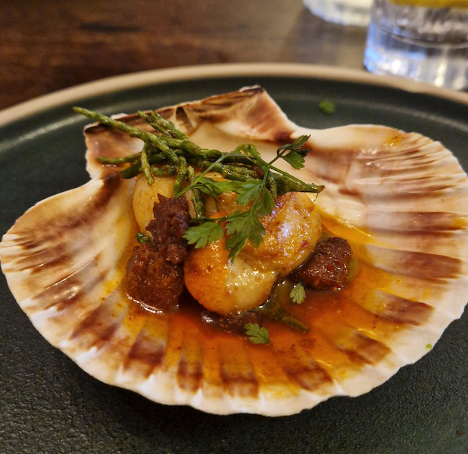 Fowey scallops served with nduja