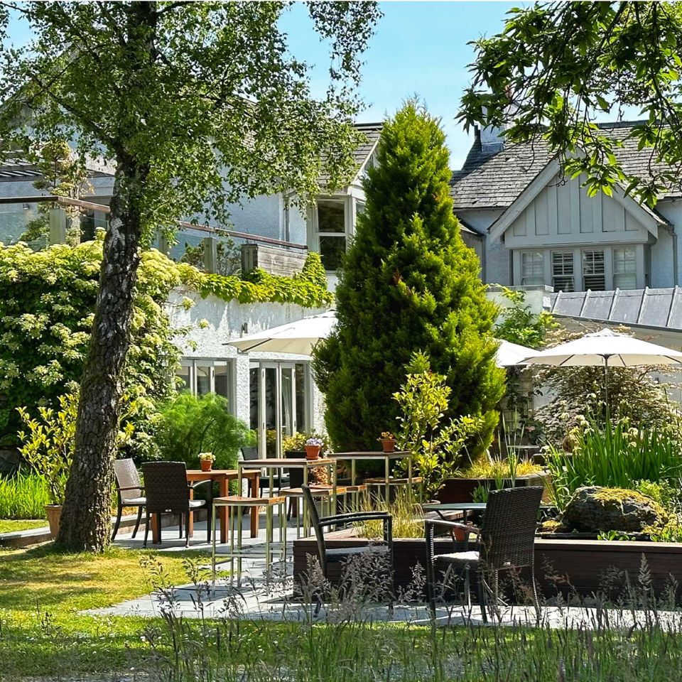 One of the stunning patio areas for pre-dinner drinks. Credit: Dorian Fourie