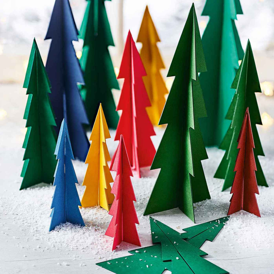 Fold flat festive forest Christmas cards. Craft: Tony Hutchinson. Image: Martin Poole