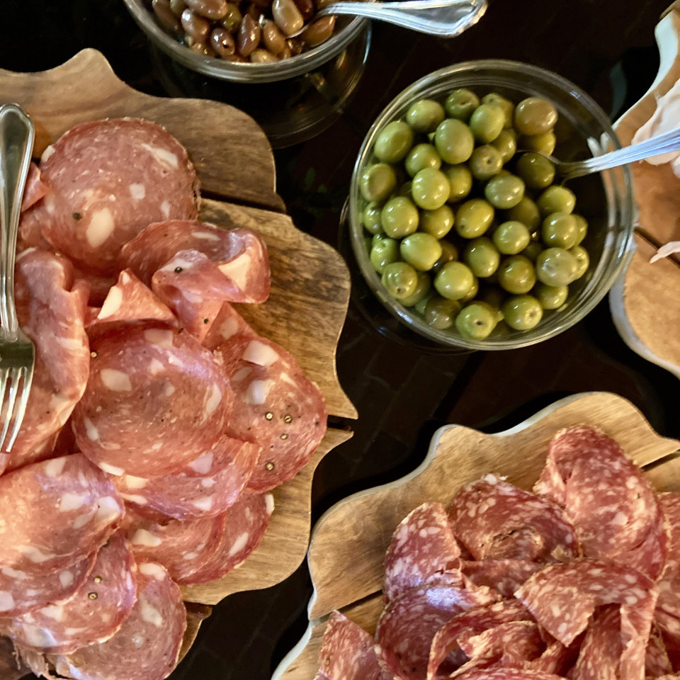 Cured meats and olives at Villa Dianella
