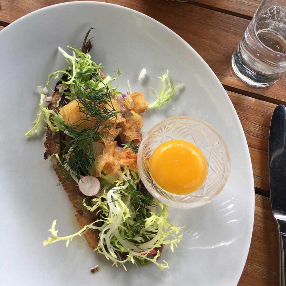 Smoked herring sandwich at Lumskebugten