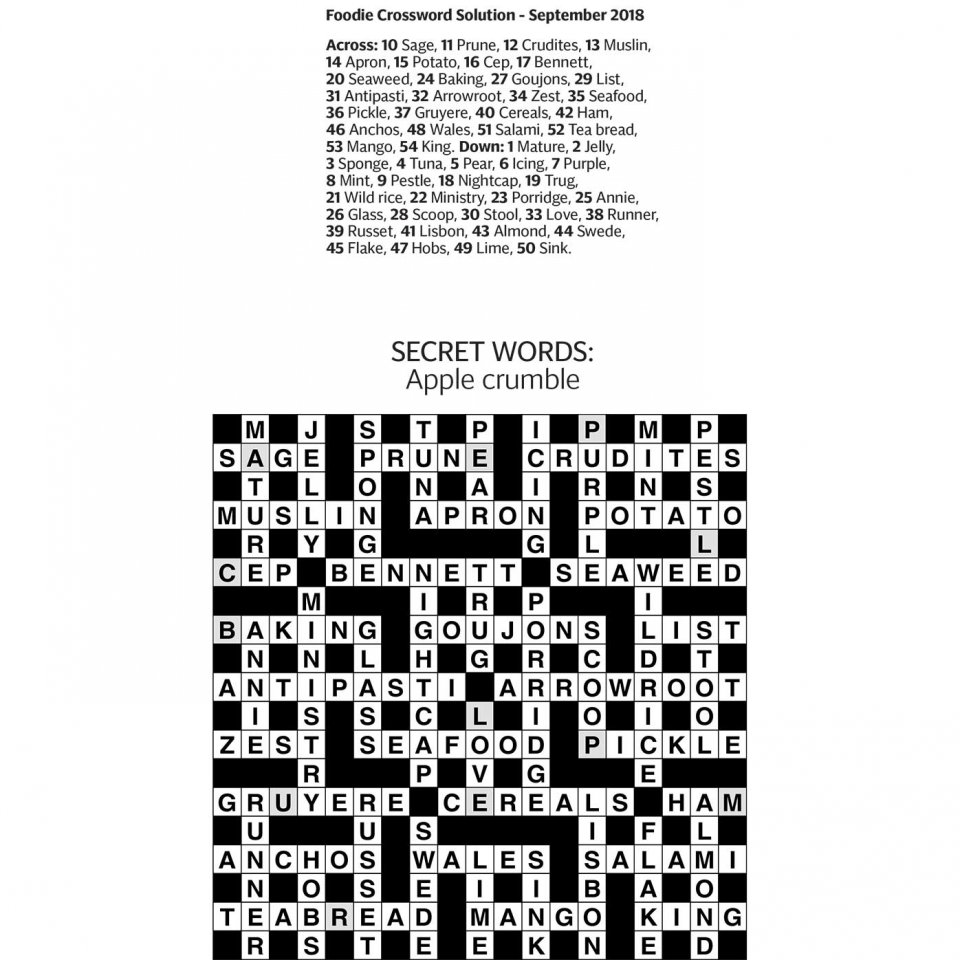 Crossword answers from our archives online special! Sainsbury`s