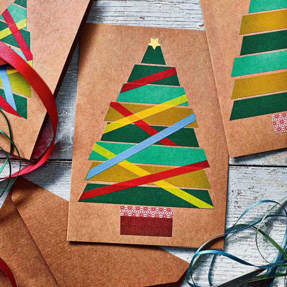 Washi tape Christmas cards. Craft: Tony Hutchinson. Image: Martin Poole