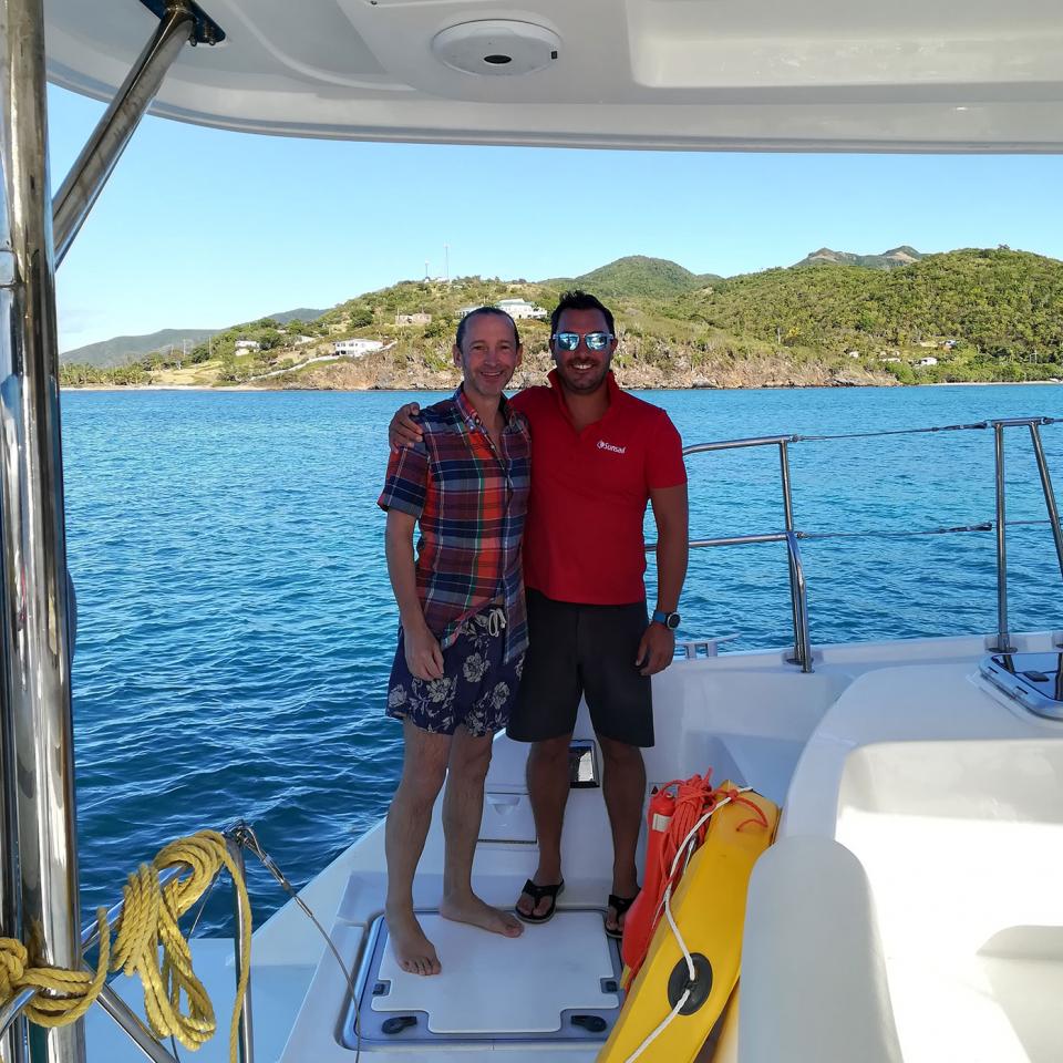 Simon (left) with skipper Stephane