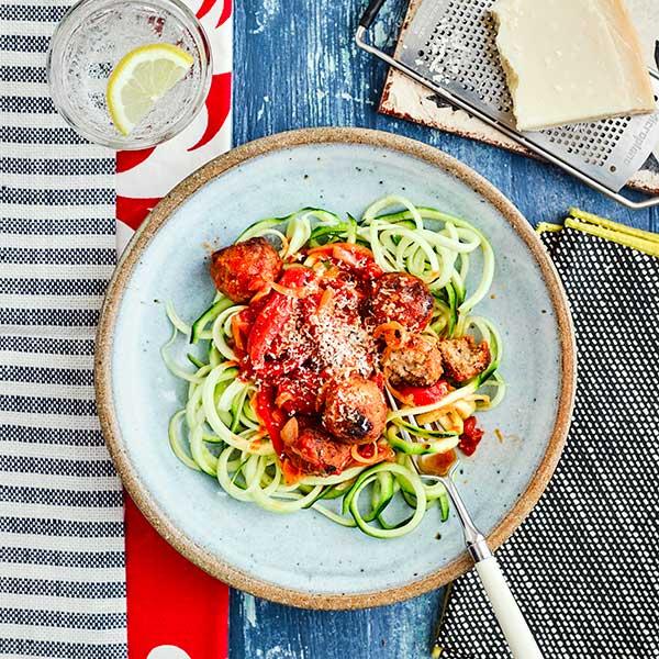 Try swapping pasta for courgetti. Image: Mike English