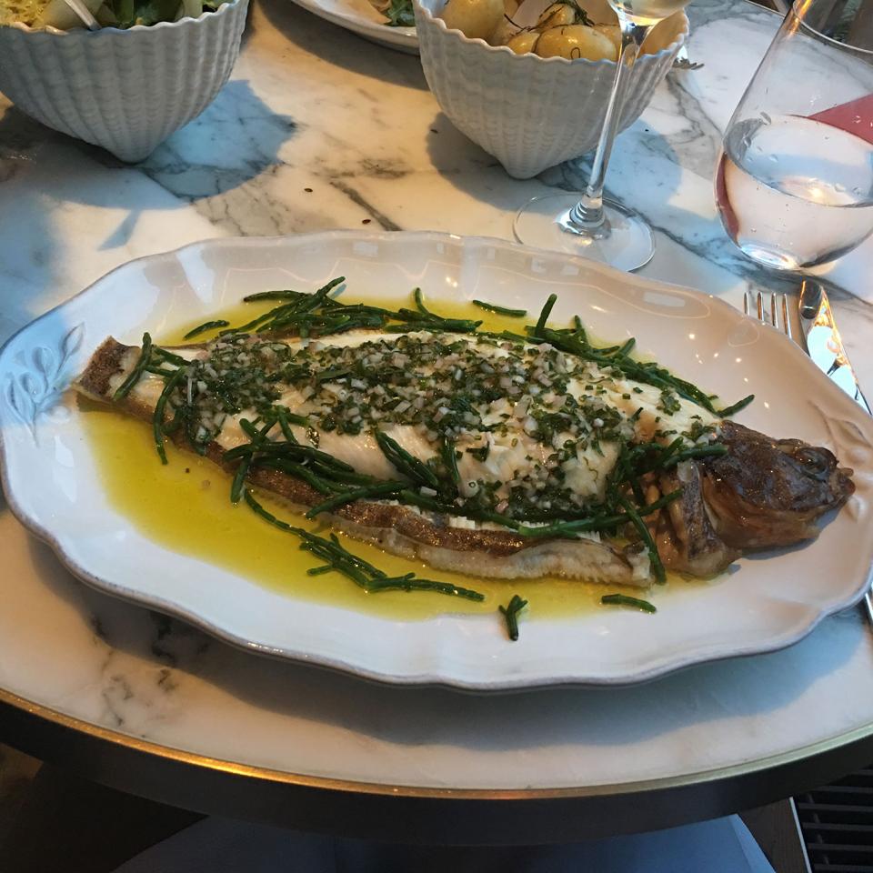 Lemon sole garnished with samphire