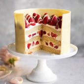 Strawberry, passion fruit & white chocolate cake