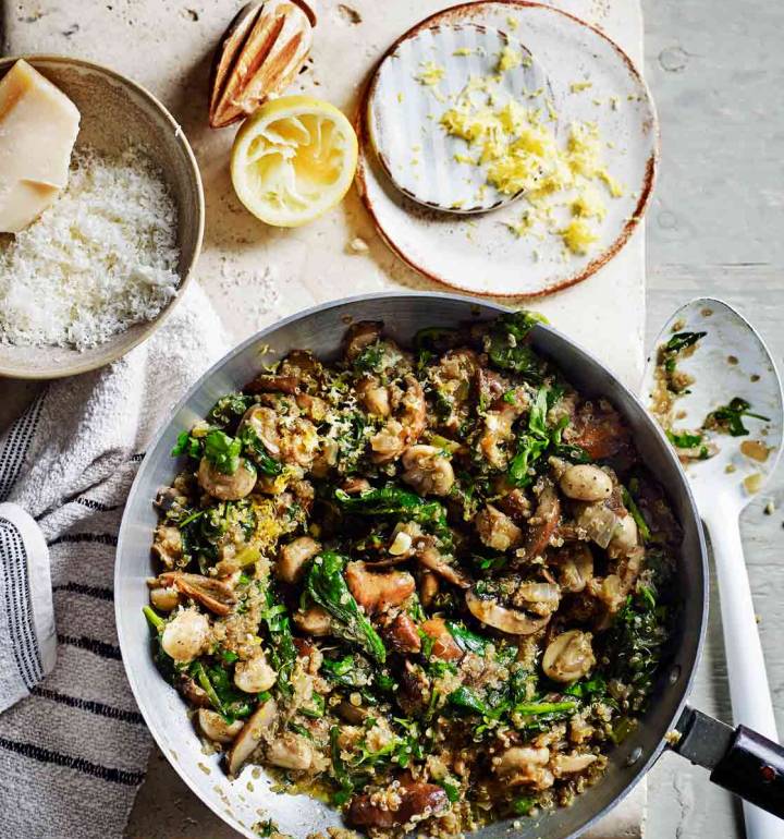 Mushroom and spinach quinoa ‘risotto’