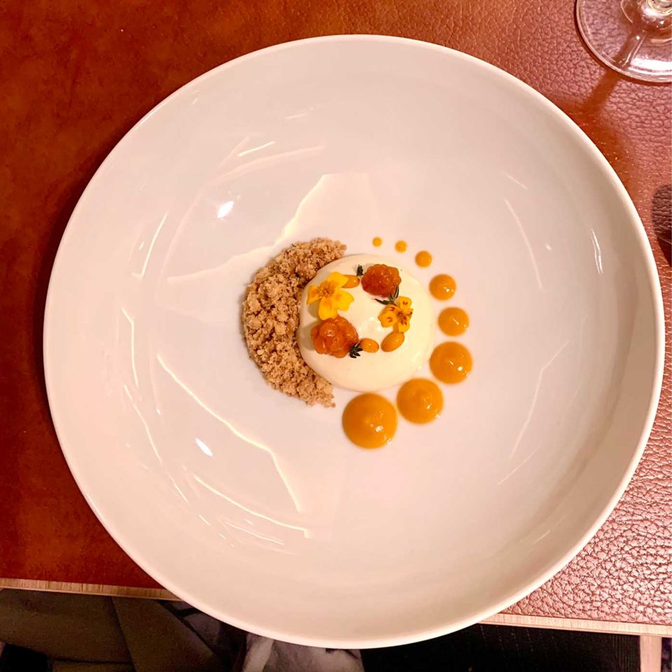 The sea buckthorn dessert in on-board restaurant Hildring